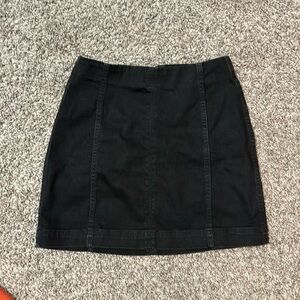 Black mini skirt, denim